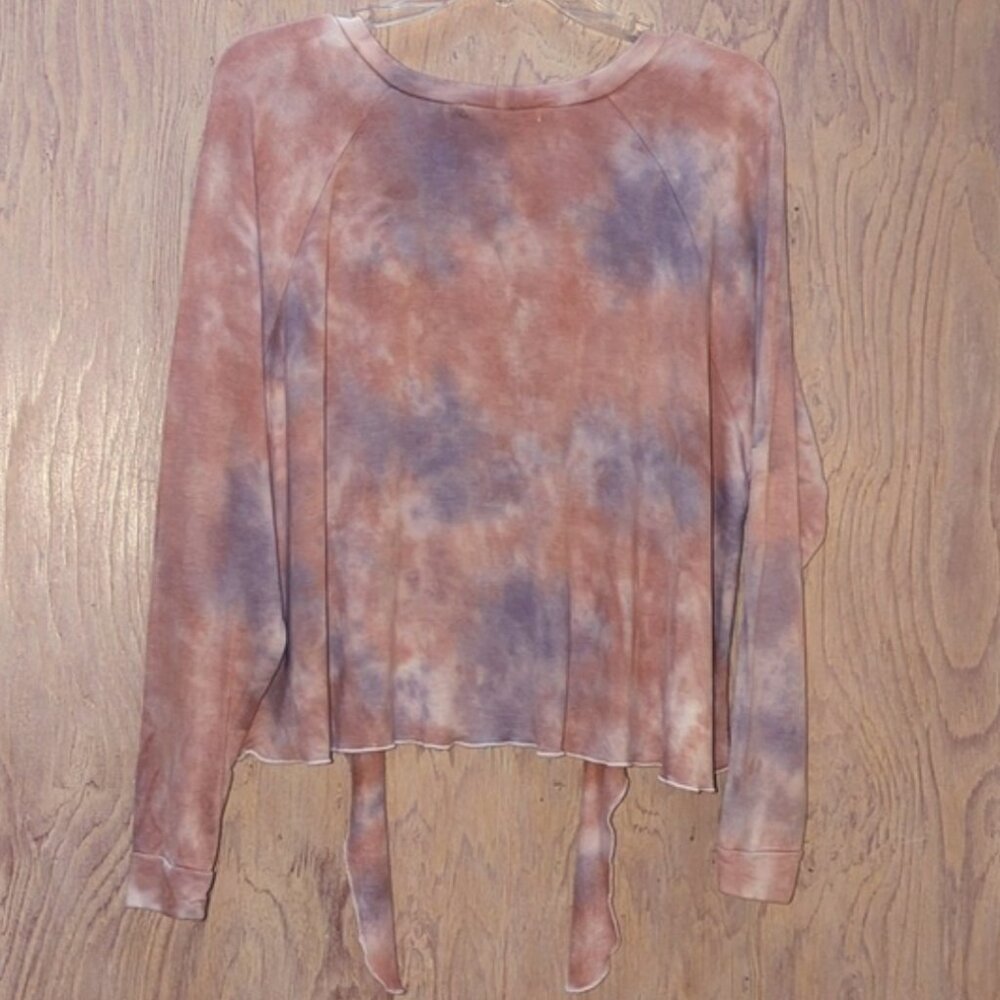 NWT Yana K Baker Camel/Grey Fleece Tie Dye Sweater Oversized sz Small - Picture 3 of 5